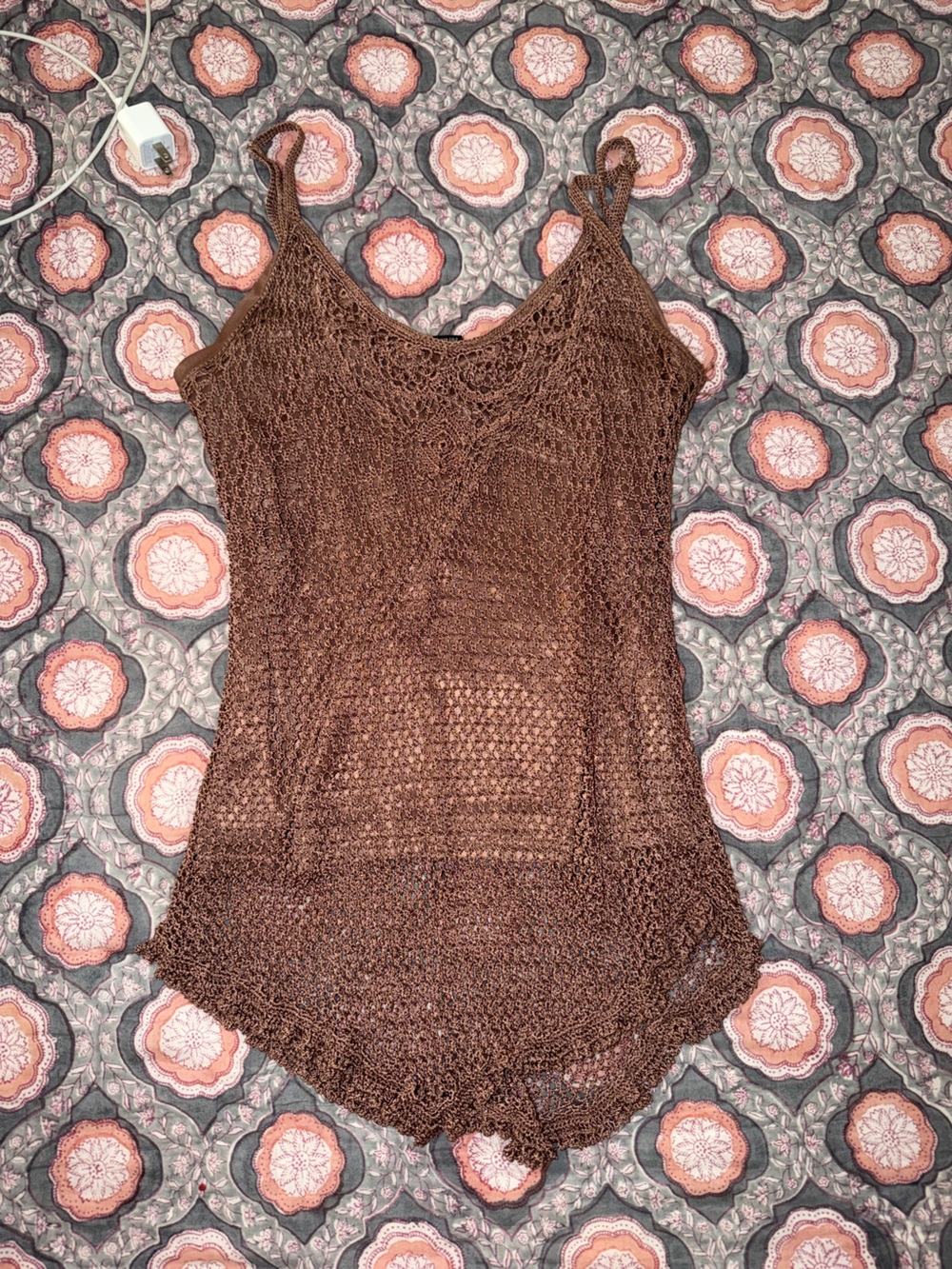 Women’s Brown Crochet Tank Top Vintage